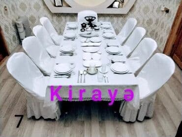 ləpə çəkən maşın: Kirayə qab-qacaq. Stol stul icarəsi,qablar,ağ servis qablar. Ad — 5