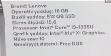 hp omen 15: Lenovo noutbuk - Ekran: 15.6" - Prosessor: Intel Core i5‑1335U (10 — 3