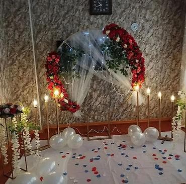 plastik su cənlərinin təmiri: Tədbir dekoru və bəzək icarəsi - Dairəvi metal arka kompozisiyası — 7