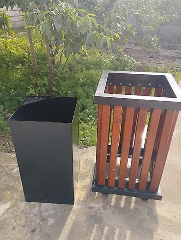 Açıq məkanlar üçün zibil qutuları - Model 1: Metal gövdəli, üstü — 1