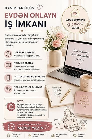 ev işçisi: Xanımlar üçün evdən onlayn iş imkanı - Sərbəst iş qrafiki: vaxtınızı — 1