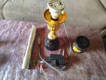 xonça şəkli çəkmək: Mini nargilə dəsti Komplekt: - Dekorlu şüşə kolba və qızılı metal — 3