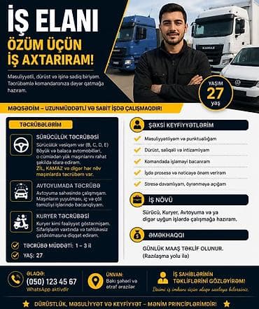 Avtoyuyucu, 5 ildən artıq təcrübə, İstirahət günləri iş lalafo.az -da Avtoyuyucu, 5 ildən artıq təcrübə, İstirahət günləri iş
