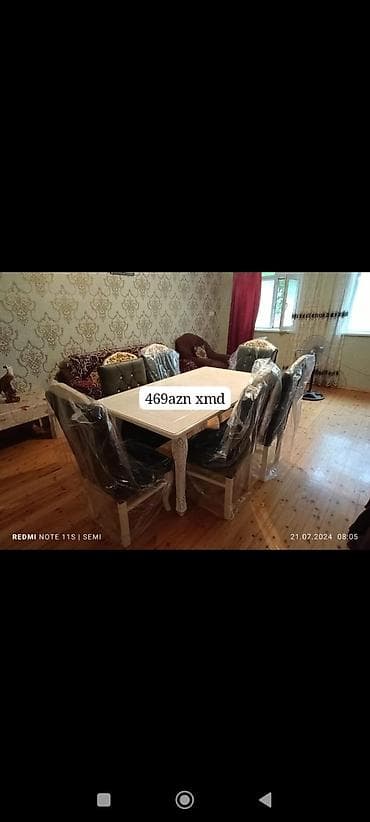 kafe stolu: Ağ rəngli yemək masası və 4 ədəd stul dəsti. - Klassik üslubda, oyma — 1