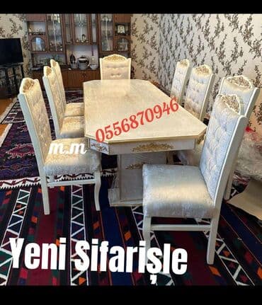 ders masaları: Qonaq otağı üçün, Yeni, Açılan, Dördbucaq masa, 6 stul — 9