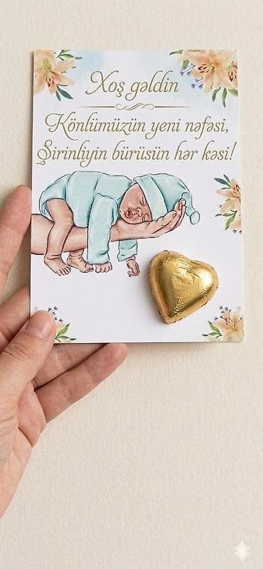 kişi hediyeleri: Yeni doğulan körpə üçün xatirə/souvenir kartları dəsti - Mövzu: “Xoş — 3