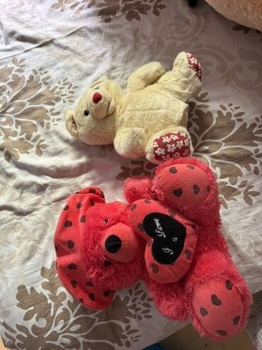 ayı və maşa: Plüş oyuncaqlar – 2 ədəd ayı balası dəsti - Qırmızı ayı: parlaq — 1