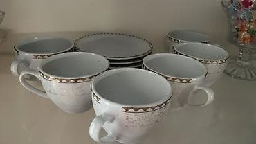 Çay dəsti, rəng - Ağ, Farfor, 6 nəfərlik