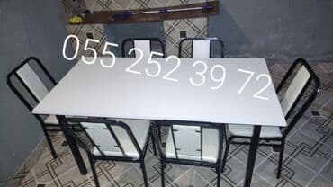 stol və stul dəstləri: Yeni, Kvadrat masa, 6 stul, Açılmayan, Stullar ilə, Metal, Azərbaycan — 3