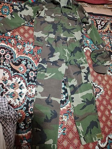 uşaqlar üçün hərbi geyim: Uşaq üçün kamuflyaj dəsti Tərkib: - 3 hissə: gödəkcə, şalvar və kepka — 6