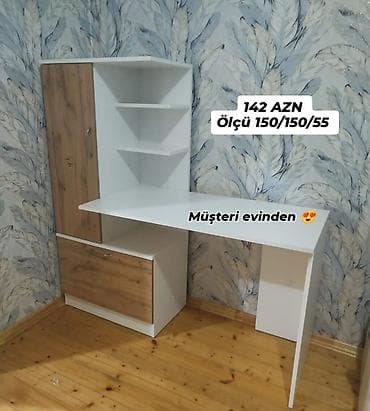 ofis stolu: Künc üçün çoxfunksiyalı iş masası və şkaf komplekti - Qiymət: 142 AZN — 1