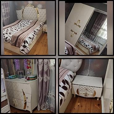 Yataq otağı mebel dəsti Tərkibi: - Yataq çarpayısı: yumşaq süni dəri