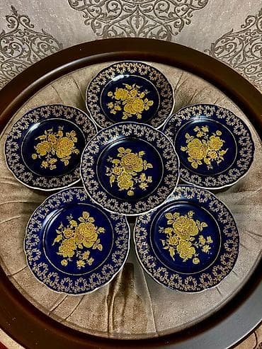 Boşqablar, 6 ədədli dəst, rəng - Göy, Farfor, Çexiya