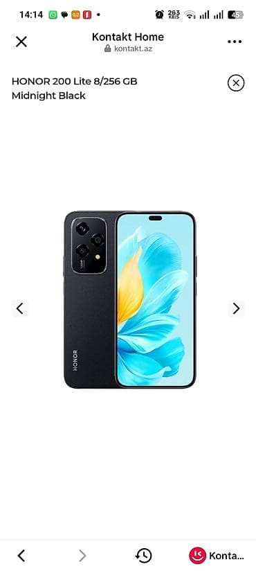 Honor 200 Lite, 256 GB, rəng - Qara