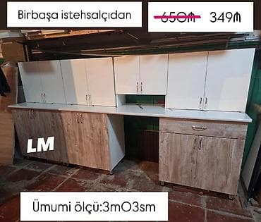 Mətbəx mebellərinin sifarişlə hazırlanması Ümumi ölçü: 3 m 03 sm -