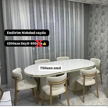 modern stol stullar: Qonaq otağı üçün, Açılmayan, Oval masa, 6 stul — 1