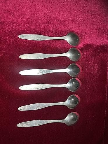 Столовые приборы: 6 ədəd kofe qaşığı dəsti Gümüş 916 əyyar. 72 gram - Material: metal — 2