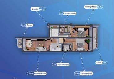 hazir ipotekada olan evler 2020: 3 otaqlı, Yeni tikili, m. Həzi Aslanov, 125 kv. m — 2