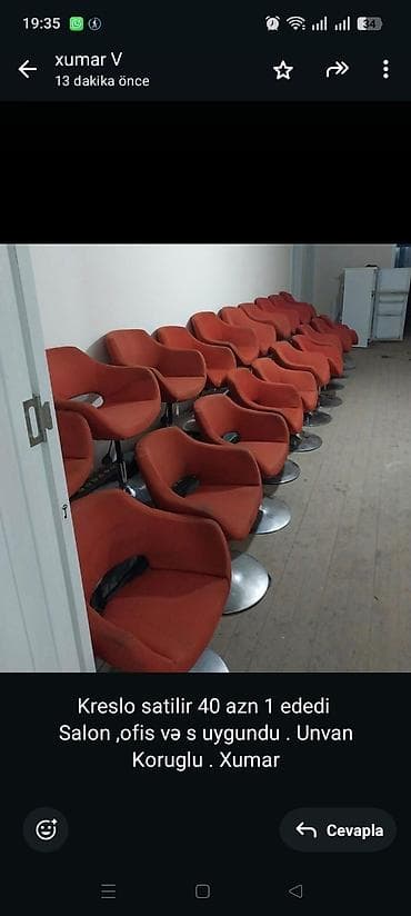 saloglu stullar: Kreslo satilir 40 azn 1 ededi Salonofis və s uygundu . Unvan — 1