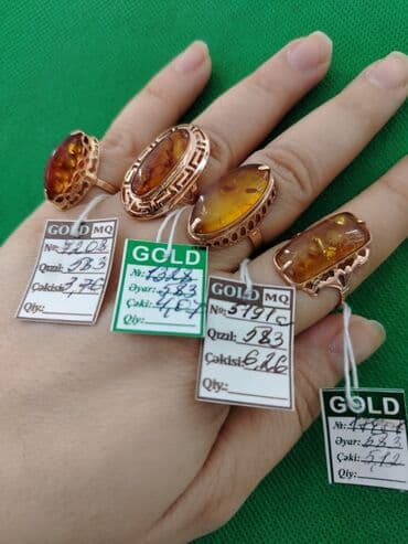 kəhraba: Üzük, Sarı qızıl, 583 Əyar, Kəhrəba — 1