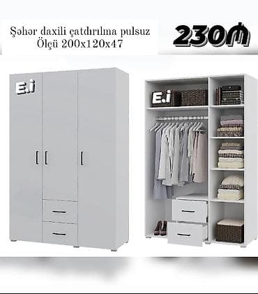 *3 Qapılı Dolab 230Azn💥* ✔️Rəng seçimi var Ölçü 200x120x47 ✔️ *Şəhər
