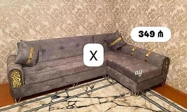 Диваны: Künc divanı – 349 ₼ - L‑şəkilli, sağ künc yerləşimi - Rəng: tünd boz — 1