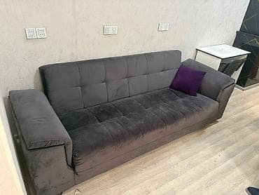 divan desti: Qonaq otağı üçün rahat dəst – 1 divan + 2 kreslo - Rəng: tünd boz — 1