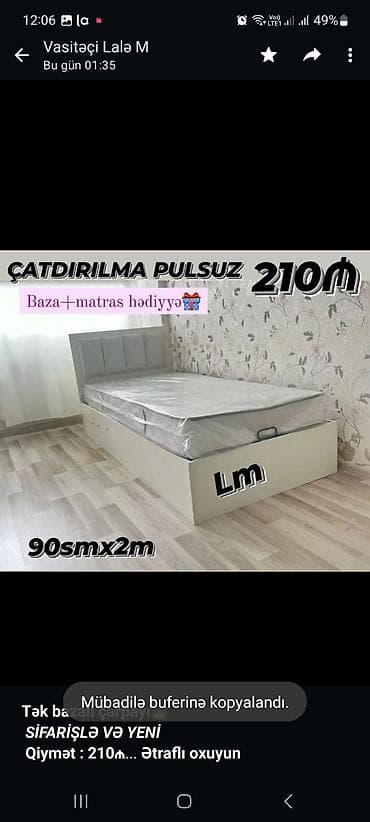tek kravat ucuz: *Tək bazalı çarpayı*👑 _*SİFARİŞLƏ VƏ YENİ*_ *Qiymət : 210₼* Ölçü  — 1