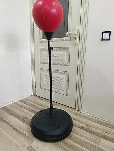 Boks kisələri: Dayaqlı boks punchinq topu - Qırmızı rəngli, armud formalı punchinq — 6
