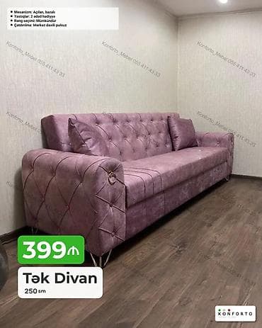Tək divan – 250 sm - Açılan, bazalı mexanizm: gündəlik yataq kimi — 1
