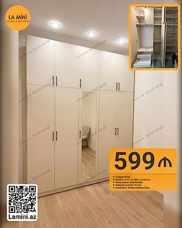hamam dolapları: 5 qapı, Bej, Digər material, Açılan, Düz dolab — 1