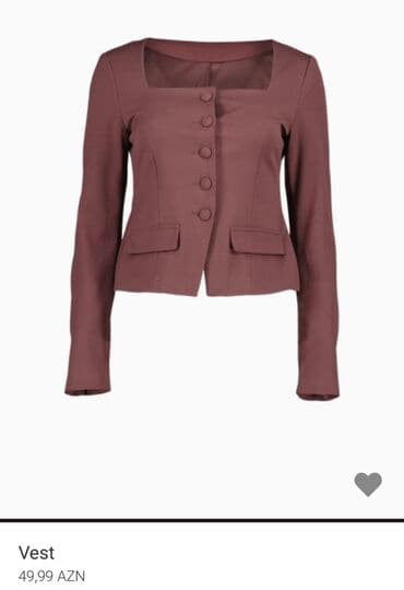 Qadın jaketi – kvadrat yaxalı, uzunqol, dərzilik kəsimli model. Tünd