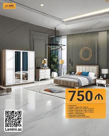 Yataq dəsti – La Mini - Komplekt: çarpayı, 4 qapılı dolab, tumba (2