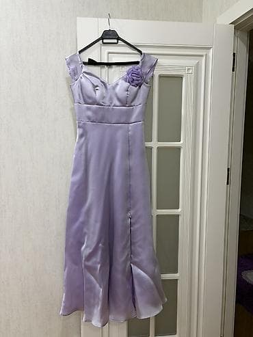 vecerni don: Bənövşəyi rəngdə atlas uzun ziyafət paltarı. 1 dəfə geyinilib sonra — 2