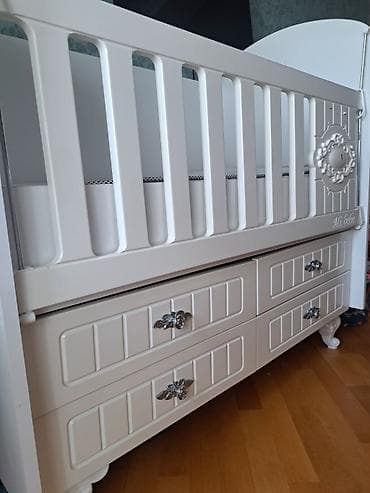 stul dest: Uşaq beşiyi – Ali Bebe model - Rəng: ağ/ivori - Material: MDF/laminat — 5