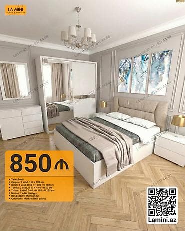 Yataq Dəsti – 850 ₼ Komplektasiya: - Çarpayı: 1 ədəd, 160 x 200 sm - at lalafo.az Yataq Dəsti – 850 ₼ Komplektasiya: - Çarpayı: 1 ədəd, 160 x 200 sm -