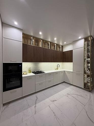Müasir dizaynlı L formalı mətbəx mebeli komplekti - Üslub: Minimalist