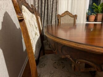 metbex masa: Mətbəx üçün, İşlənmiş, Açılan, Oval masa, 6 stul — 4