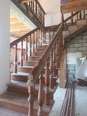 Ev və bağ: Taxta pilləkən və məhəccər dəsti - Material: tam ağac (konstruksiya — 5