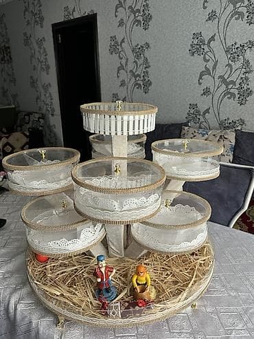 benve sekilleri: Dekorativ mərtəbəli şirniyyat/qəlyanaltı stendi - Material: sərt baza — 1