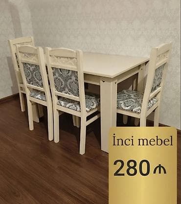 Qonaq otağı üçün, Yeni, Açılmayan, Dördbucaq masa, 4 stul — 1
