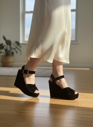 женские босоножки черные на тракторной подошве: Размер: 37, цвет - Черный, Б/у — 1