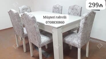 utu stulu: Mətbəx üçün, Açılmayan, Dördbucaq masa, 6 stul — 1