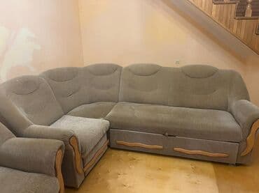 ofis ucun divan: İşlənmiş, Künc divan, 2 kreslo, Divan, Kreslo, Bazalı, Açılmayan — 5