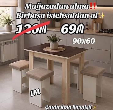 stul bar: MASA + 4 TABURETKA Yeni və sifarişlə. Çox səmərəli və keyfiyyətli📌 — 6