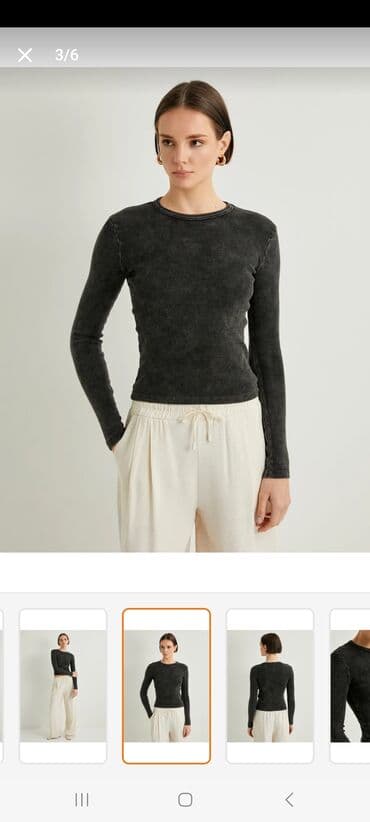 женские кашемировые кофты: Qara, uzunqol, rezinli materialdan hazırlanmış qadın köynəyi. Dəyirmi — 3