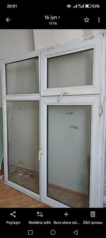 Plastik pəncərə-blok dəsti - Material: ağ PVC profil - İkiqat şüşə