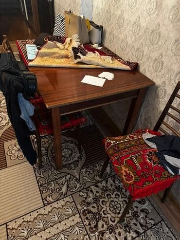 деревянные столы стулья: Mətbəx üçün, Açılmayan, Dördbucaq masa, 2 stul — 1