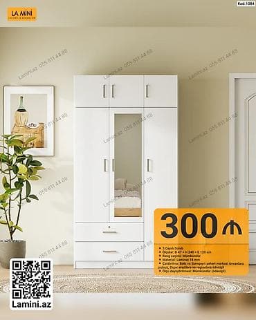paltar dolab: LA MINI 3 qapılı dolab - Model kodu: 1084 - Rəng seçimi: mümkündür - — 1