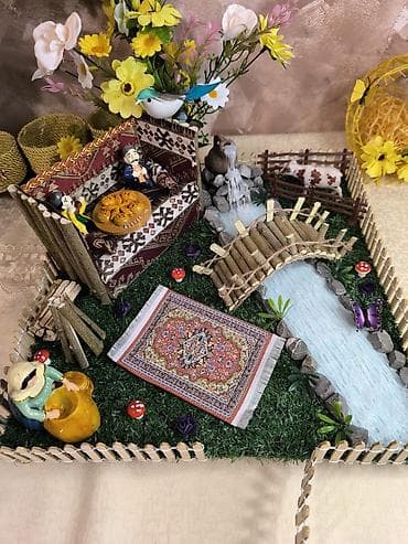 dekor soba: Novruz temalı əl işləri və dekor kompozisiyaları - Jut iplə toxunmuş — 2